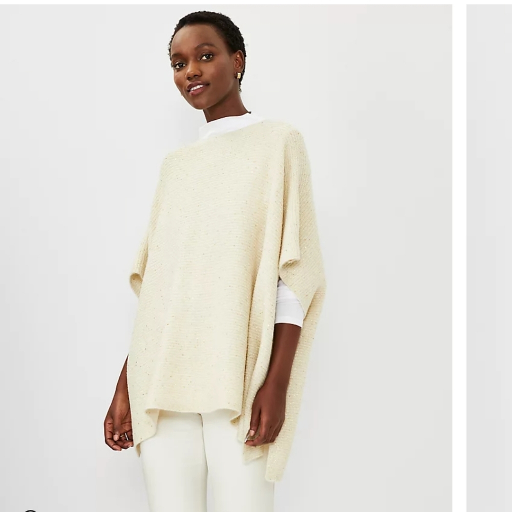 NWT ANN TAYLOR Shimmer Boatneck Poncho